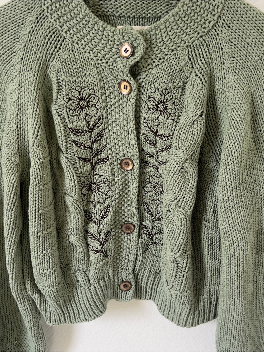Free People We The Free On The Edge Floral Cardi - Oiled Green Combo - XS - NWT - Picture 4 of 5